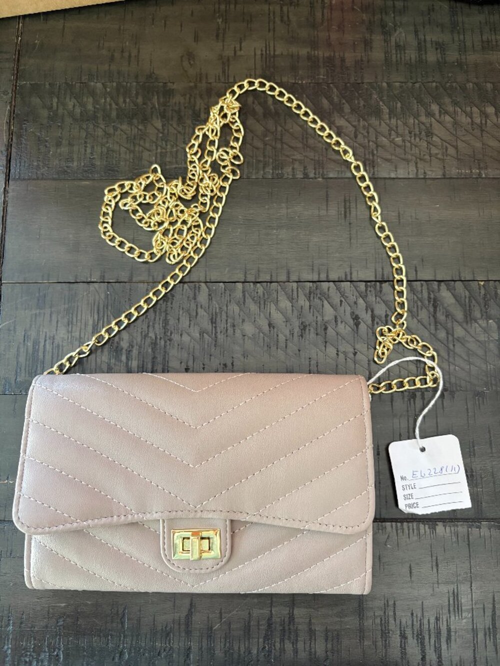 Brand New Beige Quilted Purse NWT